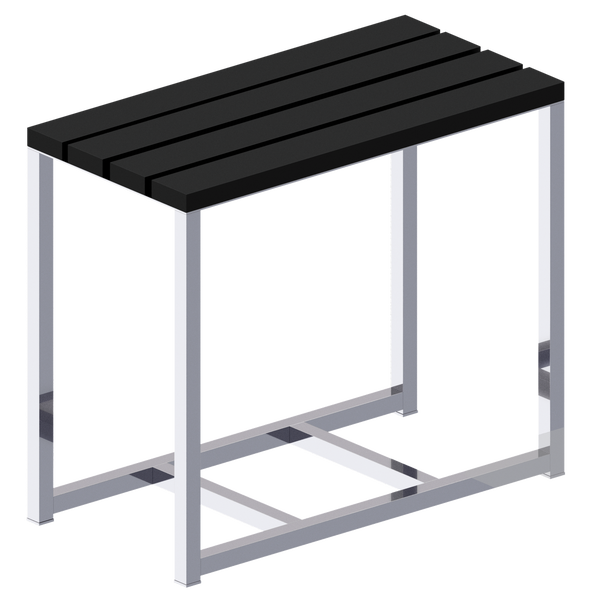 Taboret łazienkowy Pombo Tetris Plus srebrny z czarnym drewnianym siedziskiem