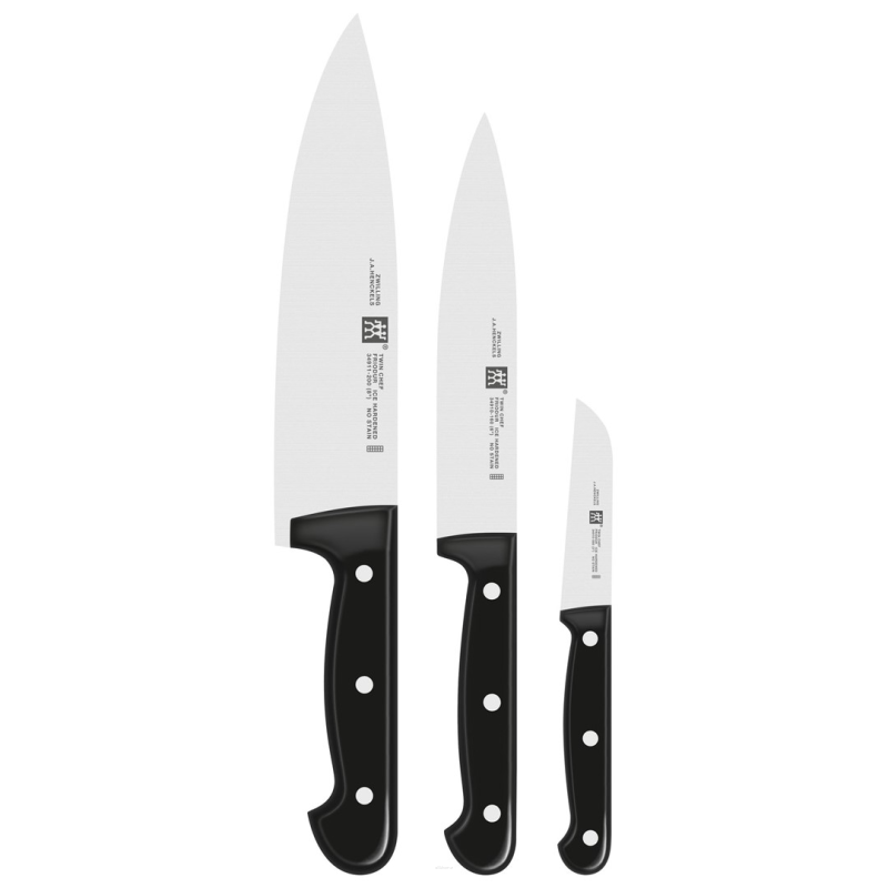 Zestaw 3 noży Zwilling Twin Chef: Nóż do warzyw 8 cm + Nóż do Wędlin 16 cm + Szefa kuchni 20 cm