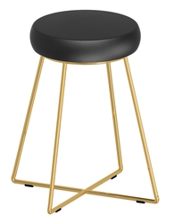 Taboret łazienkowy Pombo Luxis złoty z czarnym siedziskiem