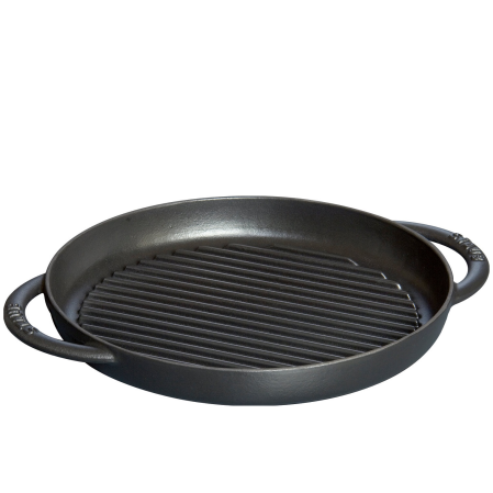 Żeliwna patelnia grillowa Staub z dwoma uchwytami 22 cm black