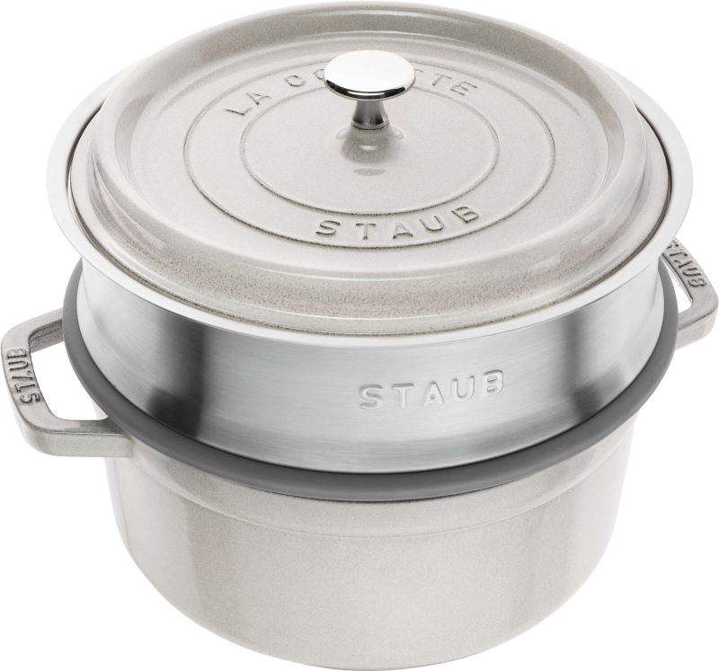 Garnek żeliwny okrągły z wkładem Staub - 3.8 ltr, Biała trufla