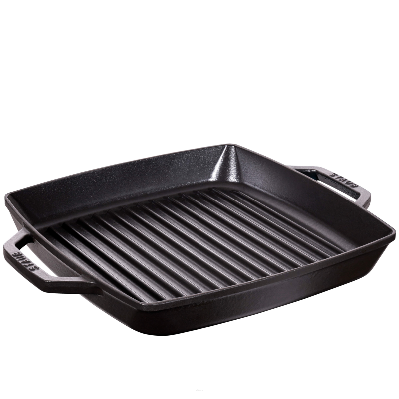 Żeliwna patelnia grillowa Staub z dwoma uchwytami 28 cm black