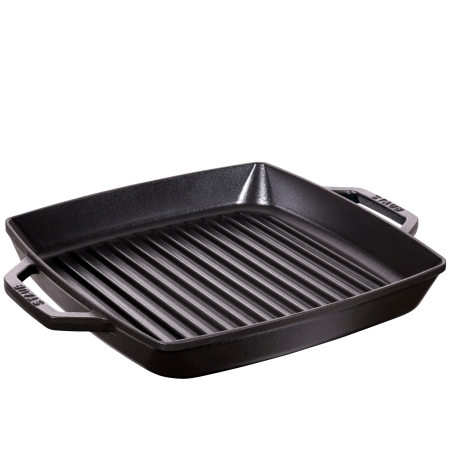 Żeliwna patelnia grillowa Staub z dwoma uchwytami 23 cm black