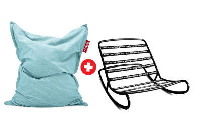 Pufa Fatboy The Original Outdoor Pacific Blue + Fotel bujany do puf Rock 'n Roll Black | PROMOCJA 20%