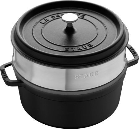 Garnek żeliwny okrągły z wkładem Staub - 3.8 ltr, Czarny