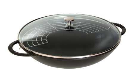 Wok żeliwny z pokrywką Staub - Czarny, 37 cm