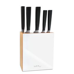 Komplet noży w bloku Vialli Design Fino 5 szt biały