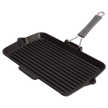 Żeliwna patelnia grillowa Staub ze składaną rączką 34 cm