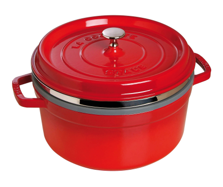 Garnek żeliwny okrągły z wkładem Staub - Czerwony, 5.25 ltr