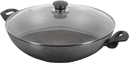 Wok granitowy indukcyjny z 2 uchwytami i pokrywką Ballarini Ferrara - 36 cm