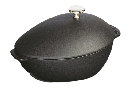 Garnek żeliwny owalny małż Staub - 2 ltr, Czarny