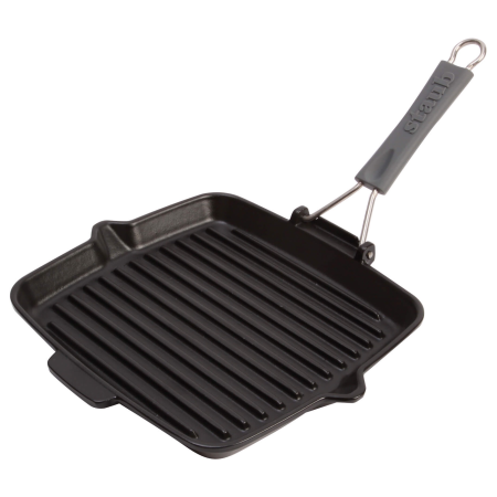 Żeliwna patelnia grillowa Staub ze składaną rączką 24 cm