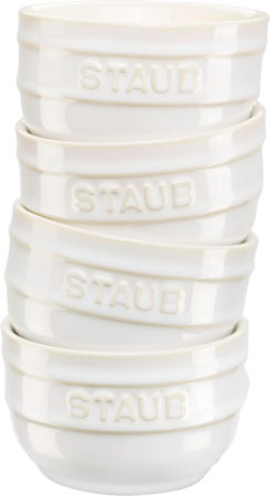 Staub Mini Ramekin Okrągły, 4 szt. - 200 ml, Kość słoniowa